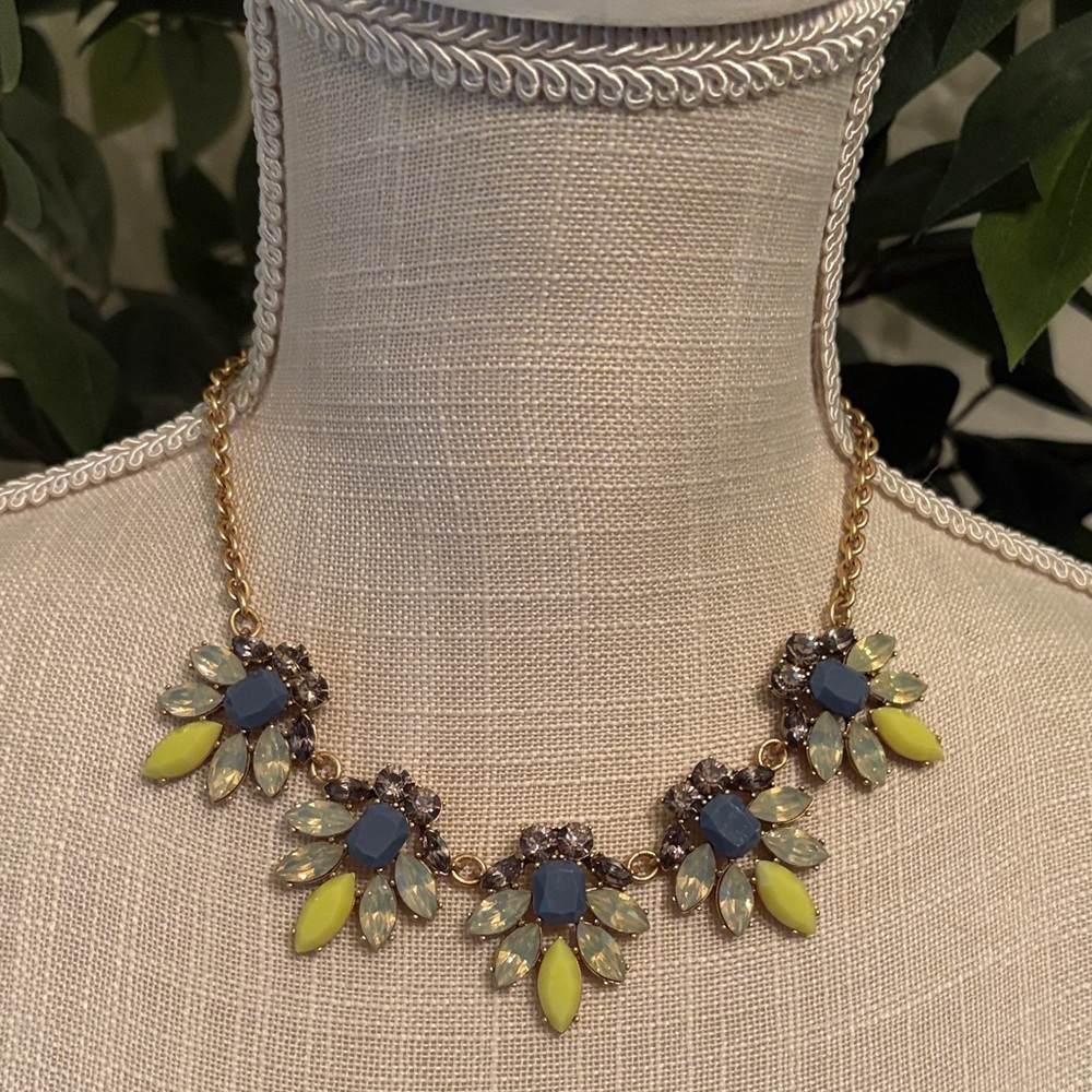 J. Crew Gold Necklace with Yellow and Blue Accents